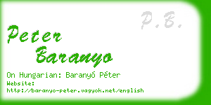 peter baranyo business card